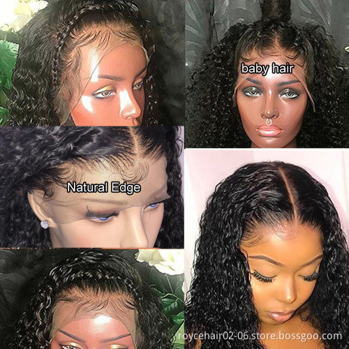 Brazilian Mink Virgin Human Hair Deep Wave Curly Semi half wig HD Lace Front Braided Long Wigs with Baby Hair